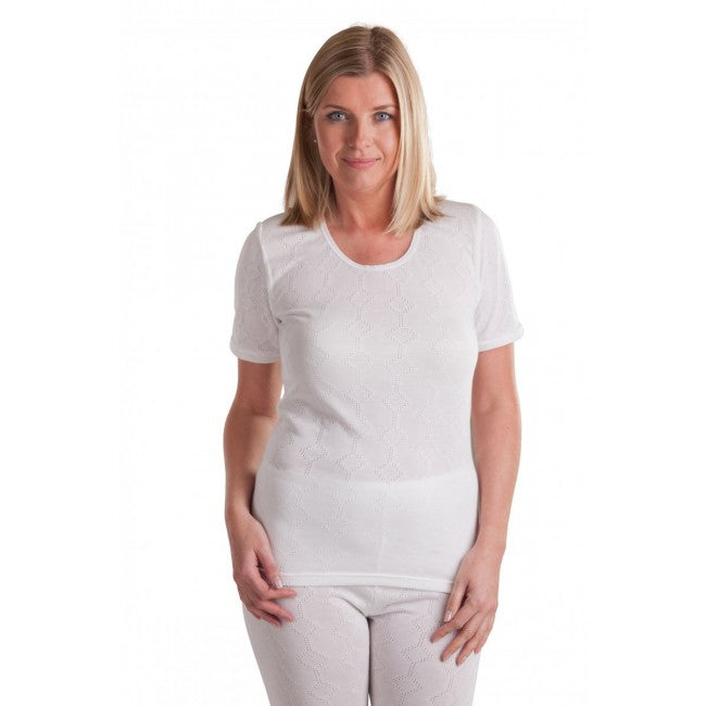 Ladies women's Thermal Short Sleeve vest Spencer UK made Black & White M-  3XL